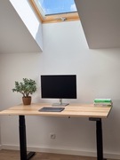 Biurko regulowane elektryczne drewniane - lite drewno