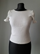 Biała koszulka bluzka reserved M/38 crop top w prążek