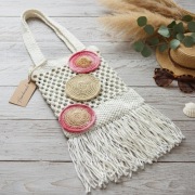 Designerska torba crochet z rafii, ręcznie robiona