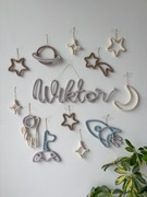 Zestaw ozdób dla chłopca kosmos rakieta kosmonauta gwiazdy księżyc planeta