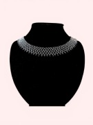 Kolia folk, pajęczynka naszyjnik, ażurowy kołnierzyk, krywulka ciemnoszara