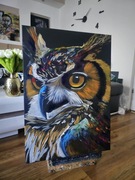 Golden Owl akryl na płótnie 50x70 cm 