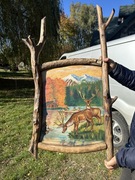 Wyjątkowy rustykalny obraz jelenie piękna rama