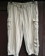 Beżowe bawełniane rybaczki, bojówki w paski 40/42