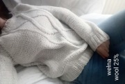 Sweter z wełna damski 38 M warkocz pleciony popielaty wzory ciepły zimowy