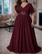 Wyjątkowa balowa suknia z koronki długa wizytowa sukienka rozmiar 48 4xl 