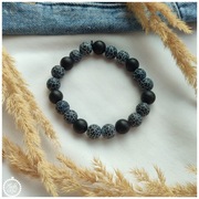 Bransoletka męska, agat trawiony kamień naturalny 