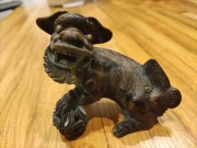 Lew Buddyjsk Fu Foo dog kadzielnica brąz Chiny antyk 