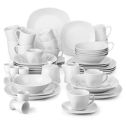 Malacasa 50-częściowy zestaw obiadowy porcelanowy biały | Serwis dla 6 osób