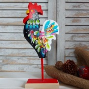 Dekoracja Wielkanocna Kogut Na Podstawce Drewniany Kogucik Figurka Folk