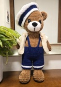 MIŚ SZYDEŁKOWY RĘKODZIEŁKO MASKOTKA "ALEKSANDER" RĘCZNIE ROBIONA MARYNARZ