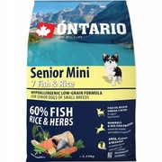 Ontario Senior Mini Fish & Rice, 2,25kg, sucha karma dla psa 