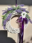 Wianek z lawendą i domkiem na drzwi, lawenda, Pomysł na prezent