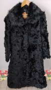 FUTRO NATURALNE CZARNE Z KOZY KÓZ PŁASZCZ DŁUGIE SUPER STAN JAK NOWE