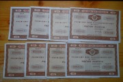 premiowy bon  oszczędnościowy PKO 500 zł różne emisje 1971 rok 8 szt