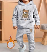 Dres ocieplany dla chłopca miś szary 110 cm