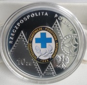 10 zł 2009  100-LECIE TOPR  wkomponowana kolorowa odznaka  Ag 925  UNC