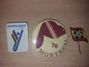 Przypinka Odznaka 3 szt. Montreal '76 Zagreb '87 Mundial '82 