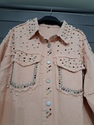 Śliczna jeansowa koszula katana pudrowy róż Xl/42