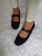 (42) ASOS Design/ Czarne baleriny wieczorowe z zapięciem z Londynu, NOWE 