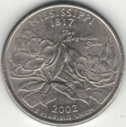 USA quarter dollar 25 centów 2002 Mississippi P