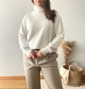 Sweter z golfem biały klasyczny basic elegancki golf z wiskozy 44 XXL