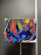 Obraz wykonany techniką fluid art (pouring)