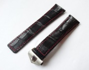 Pasek skórzany czarny 22mm do zegarka TAG Heuer z zapięciem motylkowym 