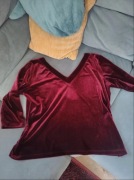 Welurowa bluzka z rękawami 3/4 w stylu goth witchy