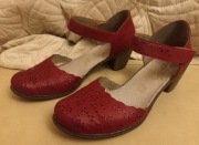 Czerwone ażurowe czółenka na rzepy Rieker Antistress 40