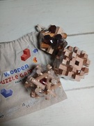 Zestaw drewnianych łamigłówek trójwymiarowych gra logiczna 6+