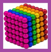 KLOCKI MAGNETYCZNE kulki 5mm Tęcza Kolorowe Zabawka 216 szt. +GRATIS