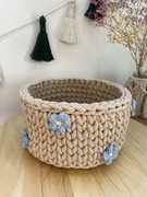 Koszyk ze sznurka mały w kwiatki