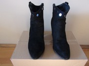 Czarne ocieplane botki damskie na obcasie DeeZee 40-obniżka ceny