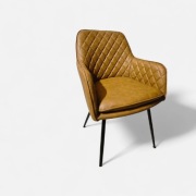 Krzesło tapicerowane loft glamour pikowane brązowe camel fotel kubełkowy 
