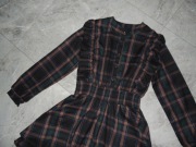 świąteczna zielono brązowa sukienka bawełniana w kratę M