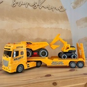 Duży Zestaw Budowlany Laweta Koparka Wywrotka Dźwięki Światło 1:12 Woopie