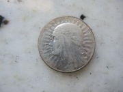Głowa kobiety 5 zł 1932 rok srebro II RP bez znaku mennicy 