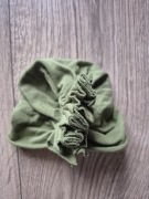 Bawełniana dziewczęca niemowlęca czapka khaki turban falbanka 56