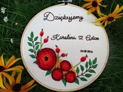 Haftowana róża. Prezent urodziny rocznica imieniny