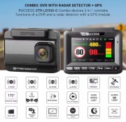 Nagrywarka DVR z wykrywaniem fotoradarów,  samochodowa RUCCESS, przód tył