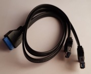 Kabel czarny płaski  z płyty główniej F_U32 do 2 x USB 3  0.5m