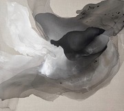 Oryginalny obraz akryl na lnie 100x110 | abstrakcja monochrom | certyfikat