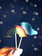 Pikery dekoracja na babeczki urodziny TĘCZA 6 szt.