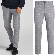 JACK&JONES slim chinosy W29L32 W30L34 skinny rurki eleganckie w kratę chino