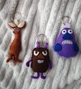 Muminki: Ryjek, Bobek, Buka - brelok handmade , bajka