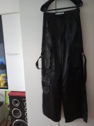 Spodnie szerokie nogawki, czarne, Bershka, rozmiar XS/S