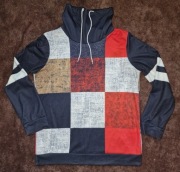 Lekka bluza z geometrycznym wzorem, golf rozmiar XL