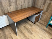 Zestaw Biurko B-160 + Kontener K52 Orzech Camaro / szary platyna