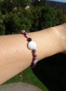 Bransoletka Rubin Szafir Larimar regulowana Rękodzieło